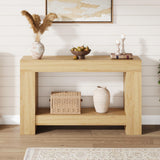 Garvee Rustik-Konsole für Wohnzimmer, 2 Ebenen mit Stauraum, Naturholz, Landhausstil, 119 cm für Eingang und Flur - 