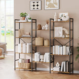 Garvee Industrielles 4-Stöckiges Bücherregal Mit Metallrahmen, Großes Stabiles Regal Für Wohnzimmer Und Büro, Rustikal Braun, Vielseitig - braun