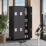 Garvee Metall-6-Tür-Schließfach Für Mitarbeiter, Robust, Belüftet, Doppelstock, Büro & Fitnessstudio, 72"H x 15.7"W x 35.4"D, Pulverbeschichtet