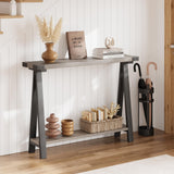Garvee Konsole Tisch Für Flur, 2-Stöckig, Schmal, R-Bein Design, Holz, 43,3 Zoll, Braun, Vielseitig - Grau