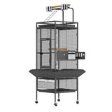 Garvee 61 Zoll Metall-Vogelkäfig Mit Spieltop, Rollen, Futternäpfen Für Papageien Und Sittiche, Stabiler Rahmen, Abnehmbares Tablett, Groß, Grau