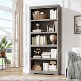 GARVEE Bücherregal, 5 Ebenen, 80 cm breit, MDF, verstellbare Ablagen, Grau – für Wohnzimmer & Büro - Grau