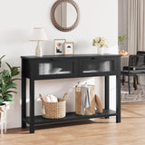 Garvee Entryway Table Holz Konsolentisch Mit 2 Glas-Schubladen, Stauraum, MDF, Schwarz, Wohnzimmer Und Flur, 43.3x11.8x31.4 Zoll - schwarz