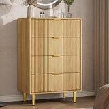 GARVEE Kommode mit 4 Schubladen 60 x 40 x 94 cm, Modernes Sideboard, Großer Stauraum für Schlafzimmer, Wohnzimmer, Büro & Flur, Naturholz - Naturholz