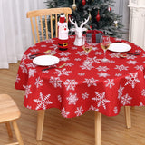 Garvee Runder Weihnachts-Tischdecke Schneeflocken Design, Wasserabweisend, Polyester, Rot-Weiß, 60 Zoll, Winter-Deko - 