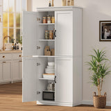 Garvee Pantry Cabinet 70" Küchenvorratsschrank Mit Türen & Verstellbaren Regalen Für Küche Und Wohnzimmer, P2 MDF Holz, Robust, Anti-Kipp, Neutral Holzton