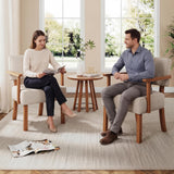 Garvee Loungesessel 2er-Set, Mid-Century, Holz, mit Rückenlehne, Beige, für Wohnzimmer & Schlafzimmer