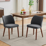 Garvee Esszimmerstühle 2er-Set, gepolsterte Küchenstühle mit Leinenstoffbezug, ergonomischer Rückenlehne und Gummibaumholzbeinen, moderne Polsterstühle für Esszimmer & Wohnzimmer, Dunkelgrau - Dunkelgrau
