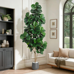 Garvee 210cm Künstlicher Fiddle Leaf Fig Baum mit Weißem Topf – Realistische Zimmerpflanze für Wohnzimmer & Schlafzimmer