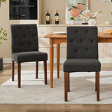 Garvee Upholstered Dining Chairs Set of 2 - Modern Parsons Design, Soft Linen, Sturdy Wood Legs, Ergonomic Comfort, Lightweight, Dining Room & Cafe - schwarz