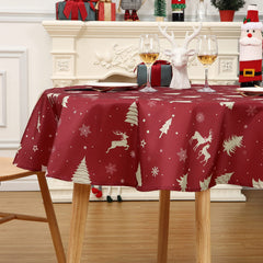 GARVEE Runder Weihnachts-Tischdecke 152 cm Wasserdicht Waschbar Goldfarben Für Festliche Dekoration Party Küche Esszimmer