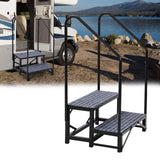 Garvee Tragbare 2-Stufen Wohnmobil Treppe Mit Handläufen, Rutschfeste Matten, Stahl Für Wohnwagen & Pools, Stabil, Vielseitig