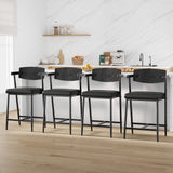 Garvee Barhocker 8er-Set, mit Rückenlehne, mit Fußstütze, gepolstert, Metallgestell, Schwarz Retro, Landhausstil - Schwarz