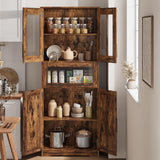 Garvee Hoher Badezimmerschrank Mit Türen Und Verstellbarem Regal, MDF, 5 Fächer, Weiß, Platzsparend, Vielseitig Einsetzbar - Retro Color-1