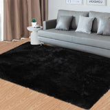 Garvee Flauschiger Shaggy Teppich Läufer Ultraweich Rutschfest Waschbar Für Wohnzimmer Schlafzimmer Kinderzimmer Flur 120x170cm Schwarz - 