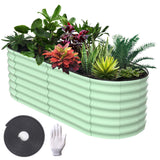 GARVEE Rundes Metall Hochbeet 1er Set, 180 x 90 x 30 cm Pflanzbeet aus Verzinktem Stahl, Rostbeständiger Garten Pflanzkasten für Blumen, Gemüse & Kräuter, Grün - Grün
