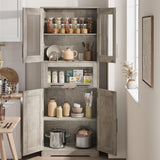 Garvee Badezimmerschrank 170cm Schmaler Hochschrank mit 2 Türen & 1 Schublade – Grau, Verstellbare Ablagen, Platzsparend für Bad, Flur & Wohnzimmer - Grau