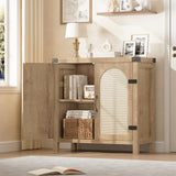 Garvee Sideboard, Rattanfronten, verstellbare Regale, für Wohnzimmer und Esszimmer, Natur - Natur