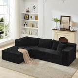 Garvee 106" Cloud Sectional Couch L-Shape Chaise Corduroy Bezug Modular Wohnzimmer Schlafzimmer Tiefes Sitzgefühl Komfort Beige - Schwarz