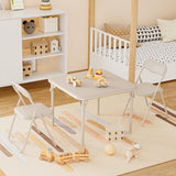 Garvee Klappbarer Tisch- Und Stuhlset Für Kinder Mit PU-Sitzpolster, Stabile Stahlkonstruktion, Faltbar, Ideal Zum Essen, Lesen, Spielen, Kompakt, Komfortabel - Beige