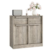 Garvee Buffet Sideboard mit 2 Schubladen, großem Stauraum, gezahntem Holz, grau, für Küche und Esszimmer - Grau
