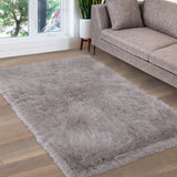 Garvee Synthetischer Schaffell-Teppich Luxuriös Weich Flauschig Grau 4x6 Fuß Rechteckig Wohnzimmer Schlafzimmer - grau