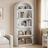 Garvee Bücherregal 5 Ablagen Arched Farmhouse Holz Weiß Metall Eckschutz Wohnzimmer Büro 71.65in - weiß
