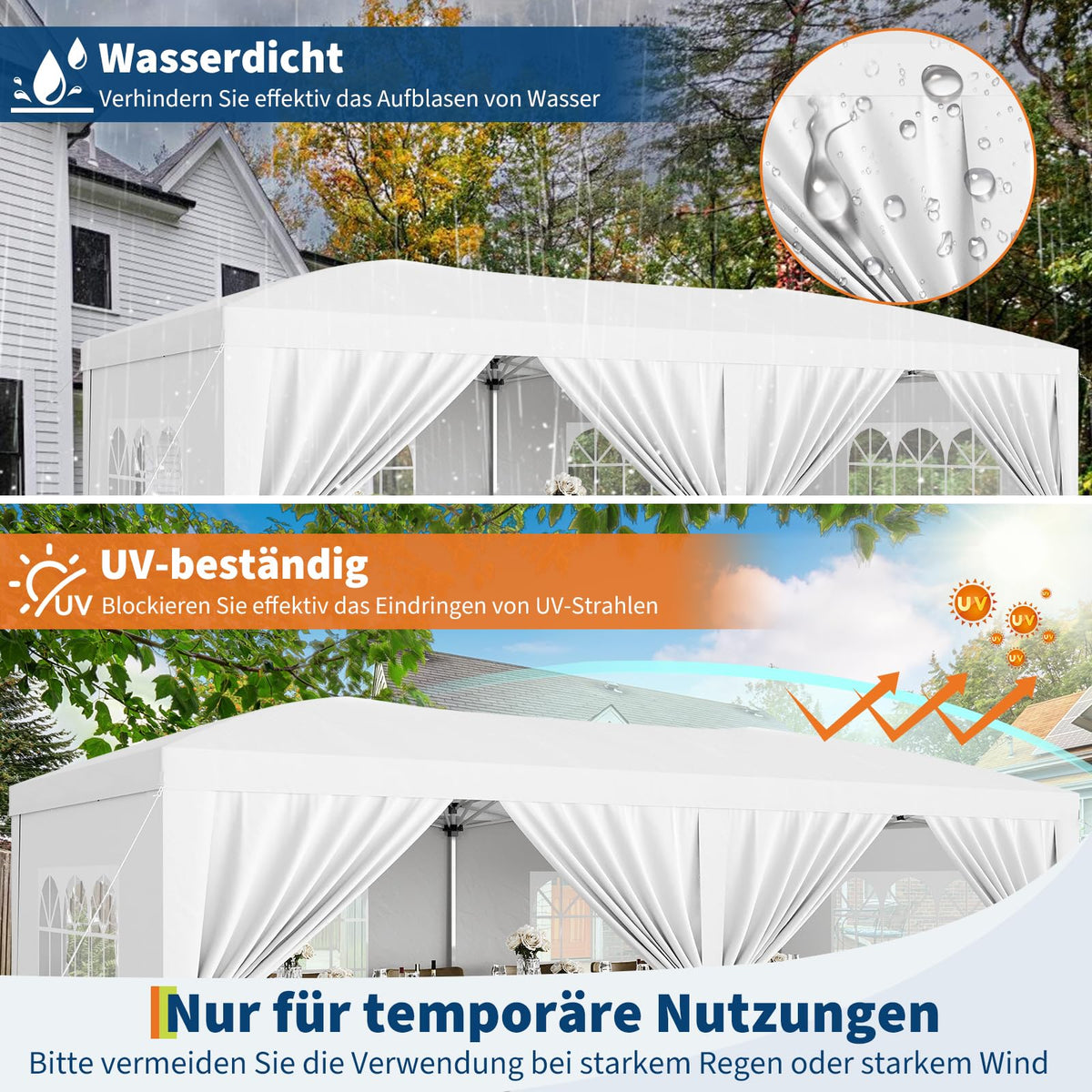 Premium Zeltplane und wasserdichte Seitenwände