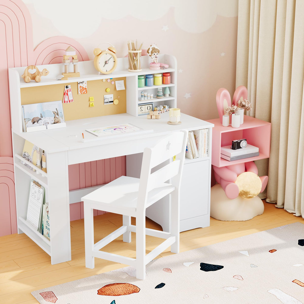 GARVEE ergonomisches Kinderschreibtisch-Set mit neigbarer Tischplatte und passendem Stuhl