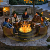 Garvee Feuerschale Ø66 cm mit Grillrost & Funkenschutz – Garten-Feuerstelle für Holz & Kohle