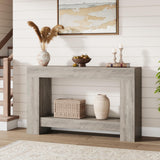 Garvee 47" Konsolentisch Für Flur, 2-Stufig, Robust Holz, Rustikal, Mit Stauraum, Wohnzimmer & Eingangsbereich, Braun - braun