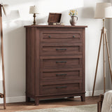 Garvee 5-Schubladen Kommode Holz Walnuss Für Schlafzimmer Und Wohnzimmer, Groß, Modern Rustikal, MDF, Wasserdicht, Anti-Kipp-Schutz - 