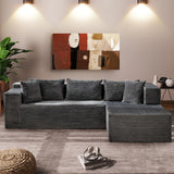 Garvee Modulares Cloud Ecksofa 106" - Flauschig & Bequem - L-Form Sofa - Hochwertiger Stoff - Tiefes Sitzkissen - Wohnzimmer & Lounge - Grau - Graue, rechte Form