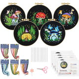 GARVEE 5er Set Anfänger Stickset Pilz Kreuzstich Kunsthandwerk Praktisch Nähset Baumwolle Deko Malerei Starterset Für Zuhause