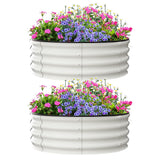 Garvee Erhöhte Gartenbeete 2er Set 3x3x1 FT Verzinkter Stahl Weiß Für Gemüse & Blumen Outdoor Pflanzkasten - weiß