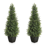 Garvee Künstlicher Zedern-Topiary Baum 36 Zoll, UV-beständig, Realistisch, Holzstamm, Wetterfest Für Innen & Außen, Weihnachtsdeko Grün - grün