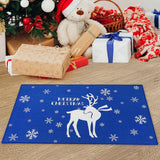 Garvee Deurmat Anti-Rutsch Weihnachtsdekor 50x80 cm Vliesstoff Schmutzfang Weiß Blau Für Innen & Außen Eingangsbereich - Blau