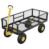 Garvee Gartenwagen 408 kg Tragkraft, Verstellbare Griffe, Stahlrahmen, 25 cm Luftreifen, Abnehmbare Gitterseiten, Ladefläche 109 × 51 cm, für Garten & Landwirtschaft - Gelb