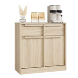 Garvee Sideboard Buffet 80 cm mit 2 Schubladen und Birkenholz-Aufbewahrungsregal, mit Stauraum, Naturholz - Naturholz