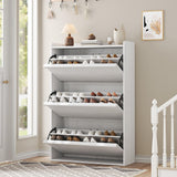 Garvee Schuhschrank Mit 3 Klappschubladen, Verstellbares Regal, MDF-Holz, Weiß Für Flur & Wohnzimmer, Platzsparend, Rutschfest, 31.7"x10.2"x46.1" - 
