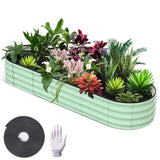 GARVEE Rundes Metall Hochbeet 1er Set, 240 x 60 x 60 cm Pflanzbeet aus Verzinktem Stahl, Rostbeständiger Garten Pflanzkasten für Blumen, Gemüse & Kräuter, Grün - Grün