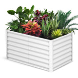 Garvee Erhöhtes Metall-Gartenbeet 180×90×60 cm – Rostfrei, Pulverbeschichtet, Weiß für Gemüse & Blumen - Weiß