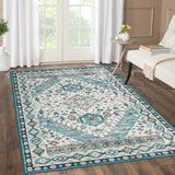 GARVEE Oosters Tapijt Wohnzimmer Teppich Waschbar Antirutsch Niedrigflor Weich Vintage Stil Grün 120x170 cm Schlafzimmer Innenbereich - Dunkelgrün