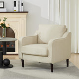 Garvee Mid-Century Accent Chair Leinenstoff Beige Für Wohnzimmer & Büro, 30"W x 32"H, Komfortabler Schaumstoff, Holzrahmen - beige