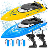 Garvee RC Boot Set 2, 10 Km/h, 2.4 GHz, Mit 4 Akkus, Wasserdicht, Für Pool & See - Gelb und Blau