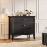Garvee Schwarzer Fluted 3-Schubladen-Kommode Modern Fluted Design P2 MDF Für Schlafzimmer & Flur Weiß 31.5"W x 29.5"H - Schwarz