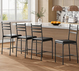 Garvee Barhocker 4er-Set, 57 cm Tresenhocker mit Rückenlehne & Fußstütze, MDF & Metall, Schwarz