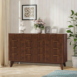 Garvee Kommode mit 9 Schubladen, modernes Rillendesign, 137 cm, für Schlafzimmer und Wohnzimmer, Schwarznussbaum - Schwarznussbaum