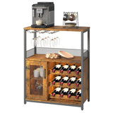 Garvee Weinbar Schrank ohne Beleuchtung, Verstellbare Regale, Mesh Tür, 92 cm, MDF & Metall - Retro