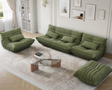 Garvee U-Form Sofa aus Mikrofaser, mit Hocker, extra groß, weicher Komfort, für Wohnzimmer und Büro, Grün